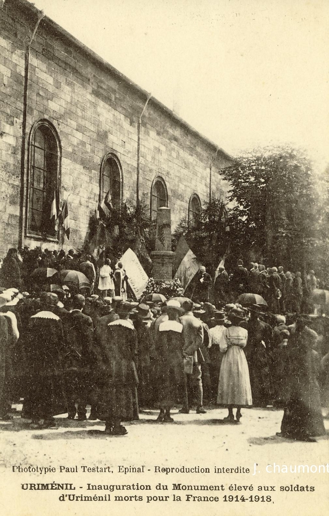 Uriménil - Inauguration du Monument élevé aux soldats d'Uriménil morts pour la France 1914-1918.JPG